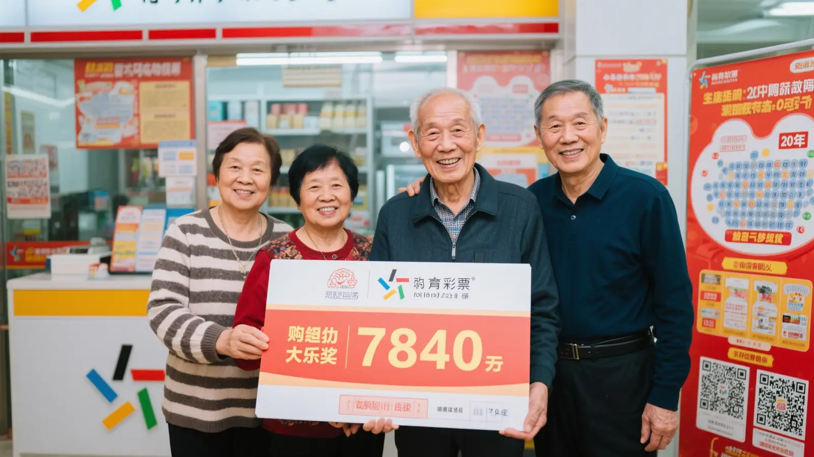退休老伯坚持购彩20载终获大乐透784万大奖，喜携家人领奖